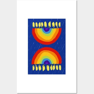 Rainbow Chanukiah Dark Blue Print Posters and Art